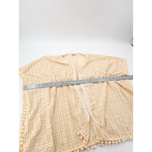 Asha Cover Up Blouse Womens‎ Cream Sheer Lace Top Southwest Crochet Boho Beach - Picture 7 of 8